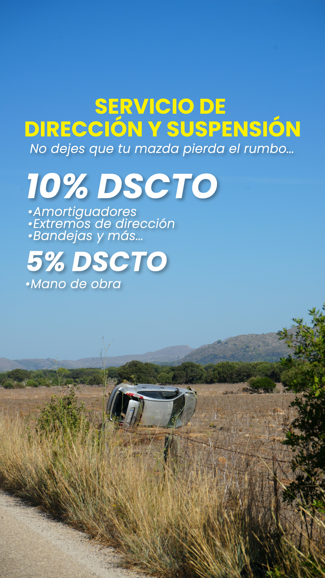 Tu Mazda merece un manejo firme y seguro!
Este mes en DS Automotriz te ayudamos a mantener el control con un 10% de descuento en repuestos de dirección y suspensión, 💥 más un 5% en mano de obra.

Porque cuando tu dirección falla o la suspensión no está al 100%, no solo se siente en el andar... también en tu seguridad y la de los tuyos. 💪

🚗✨ ¡Es momento de darle estabilidad a tu camino y ahorro a tu bolsillo!