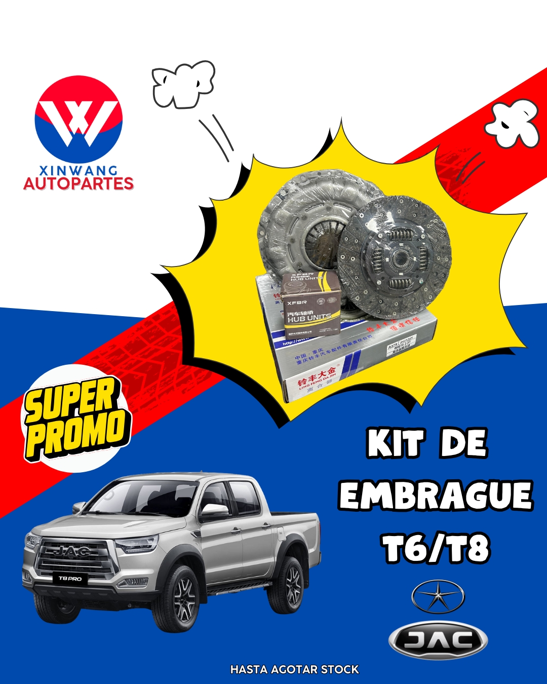 KIT EMBRAGUE JAC T8(PRENSA/DISCO/RODAMIENTO)
